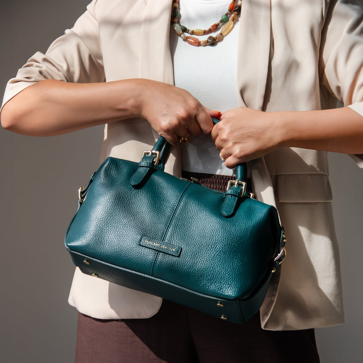 Sac à main bowling femme cuir grainé souple bandoulière RIBELLE