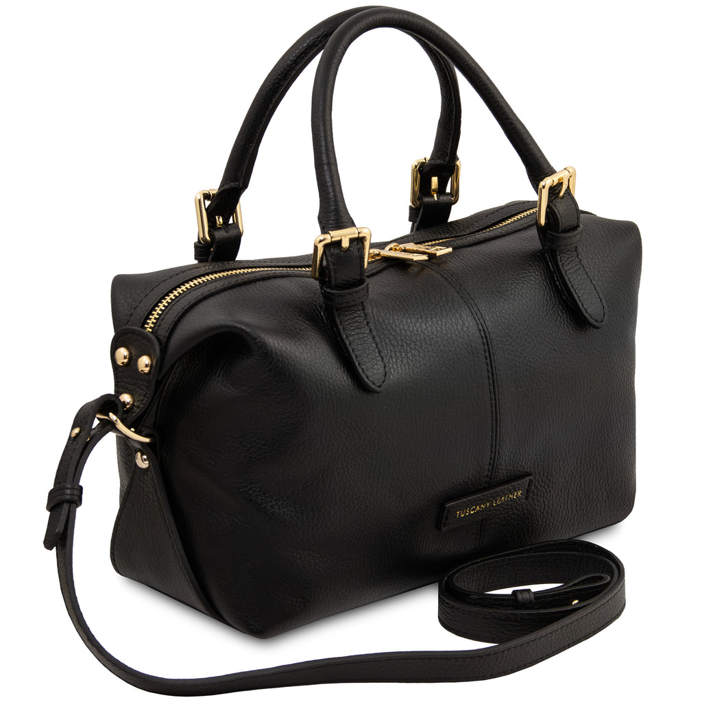 Sac à main bowling femme cuir grainé souple bandoulière RIBELLE