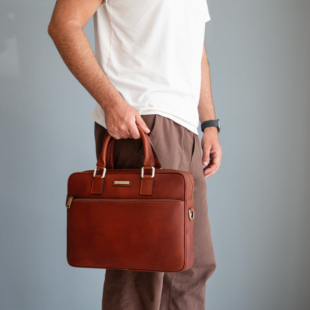 Cartable homme ordinateur cuir pleine fleur format A4 FERRARA