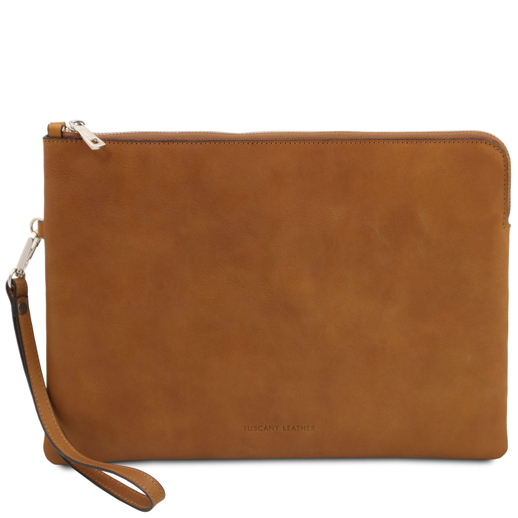 Maxi pochette homme cuir pleine fleur dragonne GIULIO