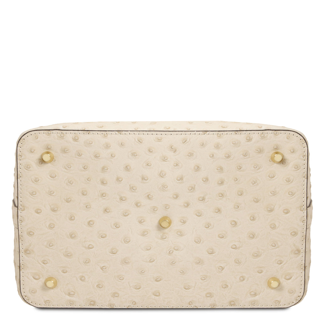 Sac seau femme OSTREA en daim et cuir effet autruche