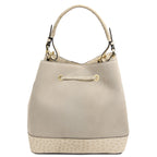 Sac seau femme OSTREA en daim et cuir effet autruche