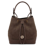 Sac seau femme OSTREA en daim et cuir effet autruche