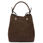 Sac seau femme OSTREA en daim et cuir effet autruche