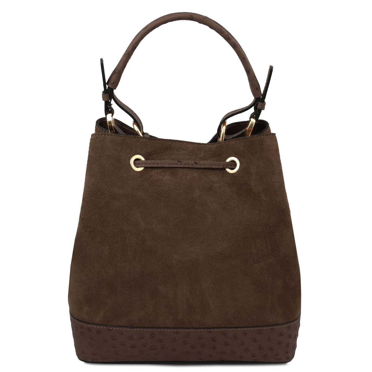 Sac seau femme OSTREA en daim et cuir effet autruche