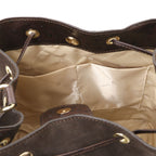 Sac seau femme OSTREA en daim et cuir effet autruche