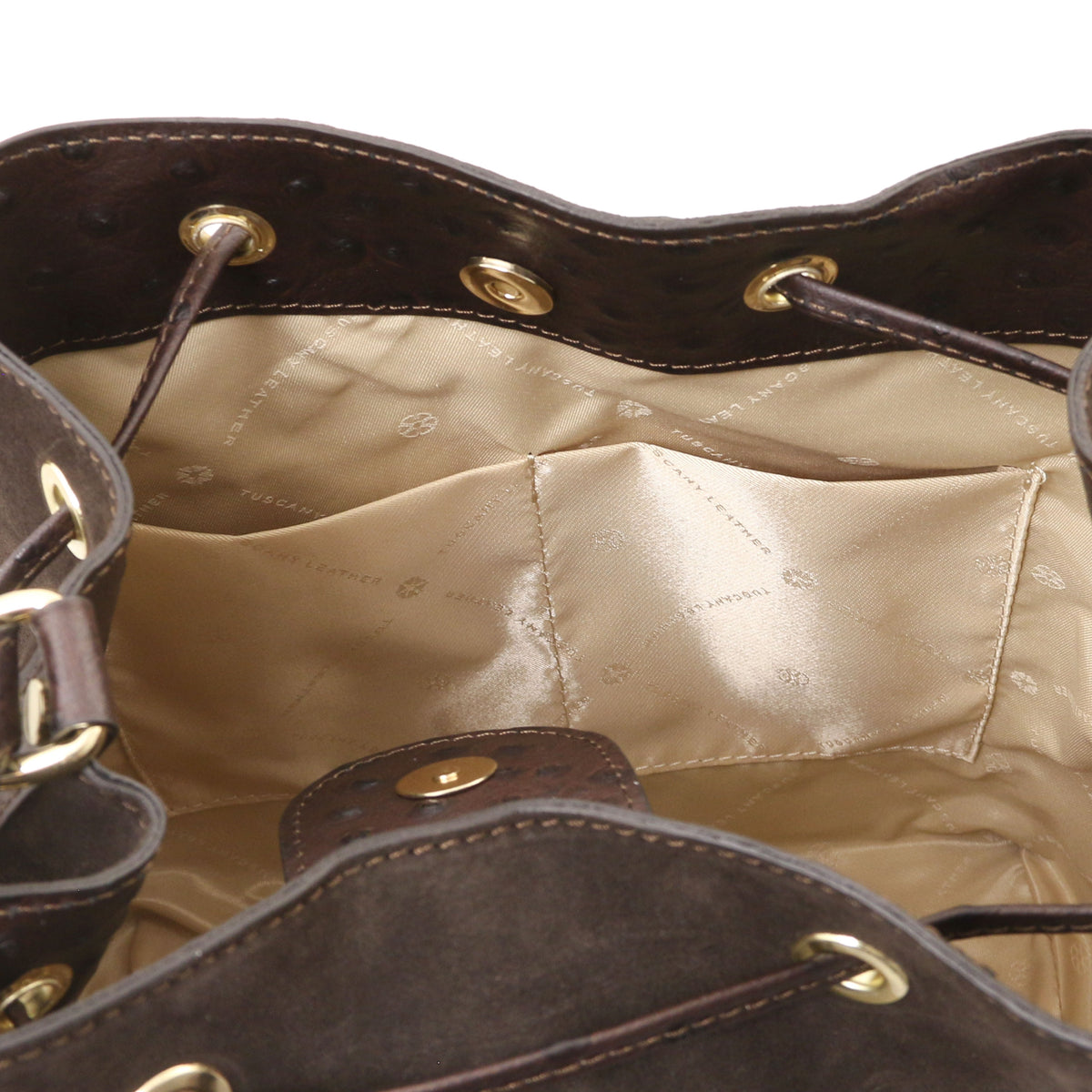 Sac seau femme OSTREA en daim et cuir effet autruche