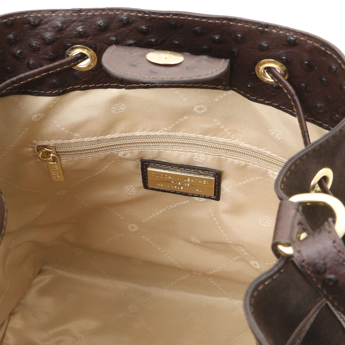 Sac seau femme OSTREA en daim et cuir effet autruche