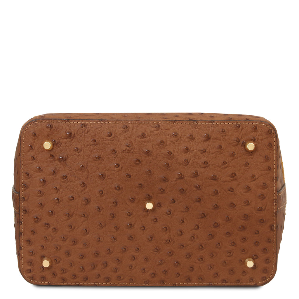 Sac seau femme OSTREA en daim et cuir effet autruche