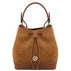 Sac seau femme OSTREA en daim et cuir effet autruche