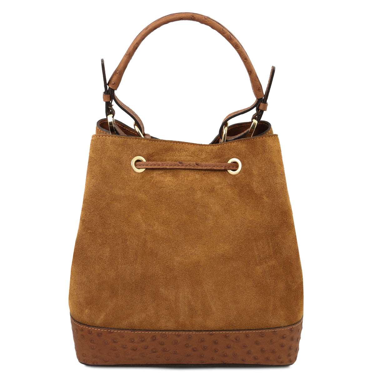 Sac seau femme OSTREA en daim et cuir effet autruche