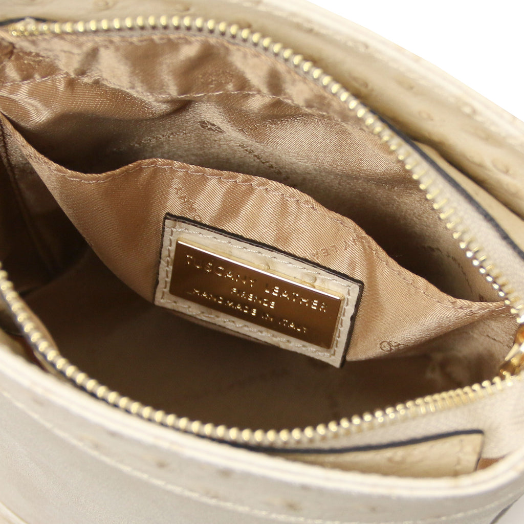 Sac seau femme OSTREA cuir suède effet autruche bandoulière