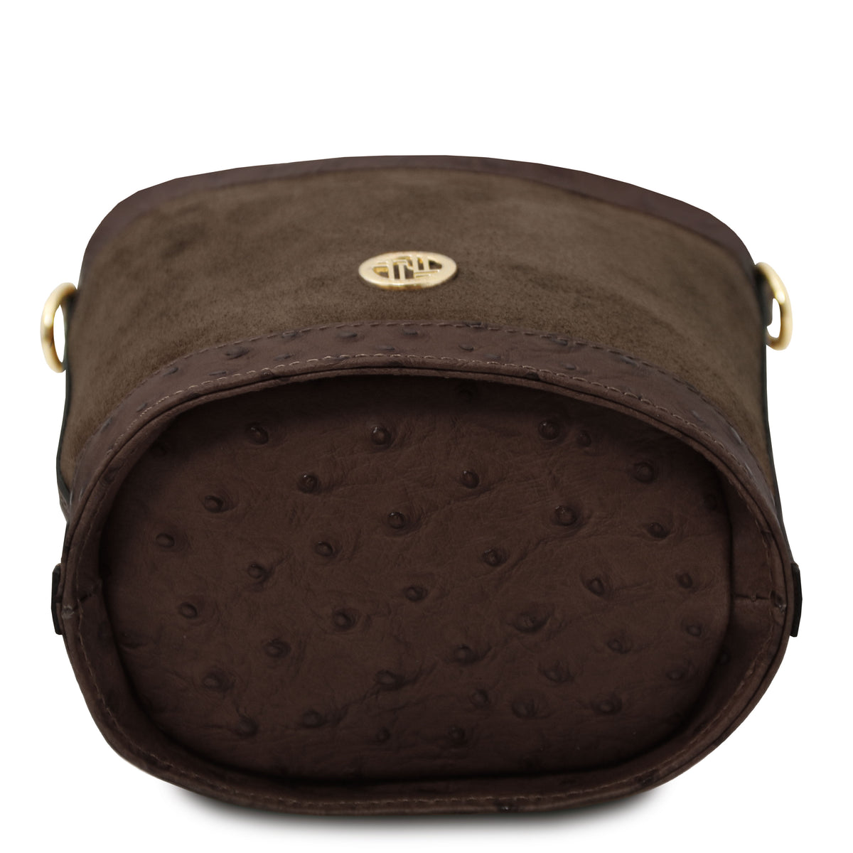 Sac seau femme OSTREA cuir suède effet autruche bandoulière
