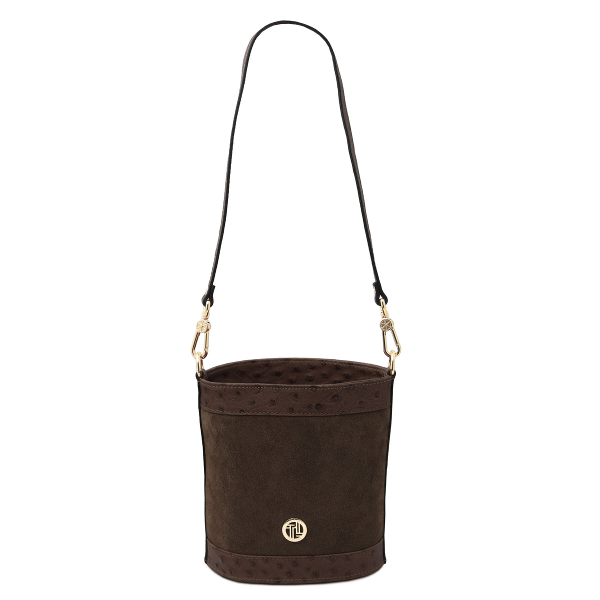 Sac seau femme OSTREA cuir suède effet autruche bandoulière