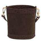 Sac seau femme OSTREA cuir suède effet autruche bandoulière