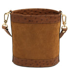Sac seau femme OSTREA cuir suède effet autruche bandoulière
