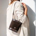 Sac seau femme OSTREA cuir suède effet autruche bandoulière