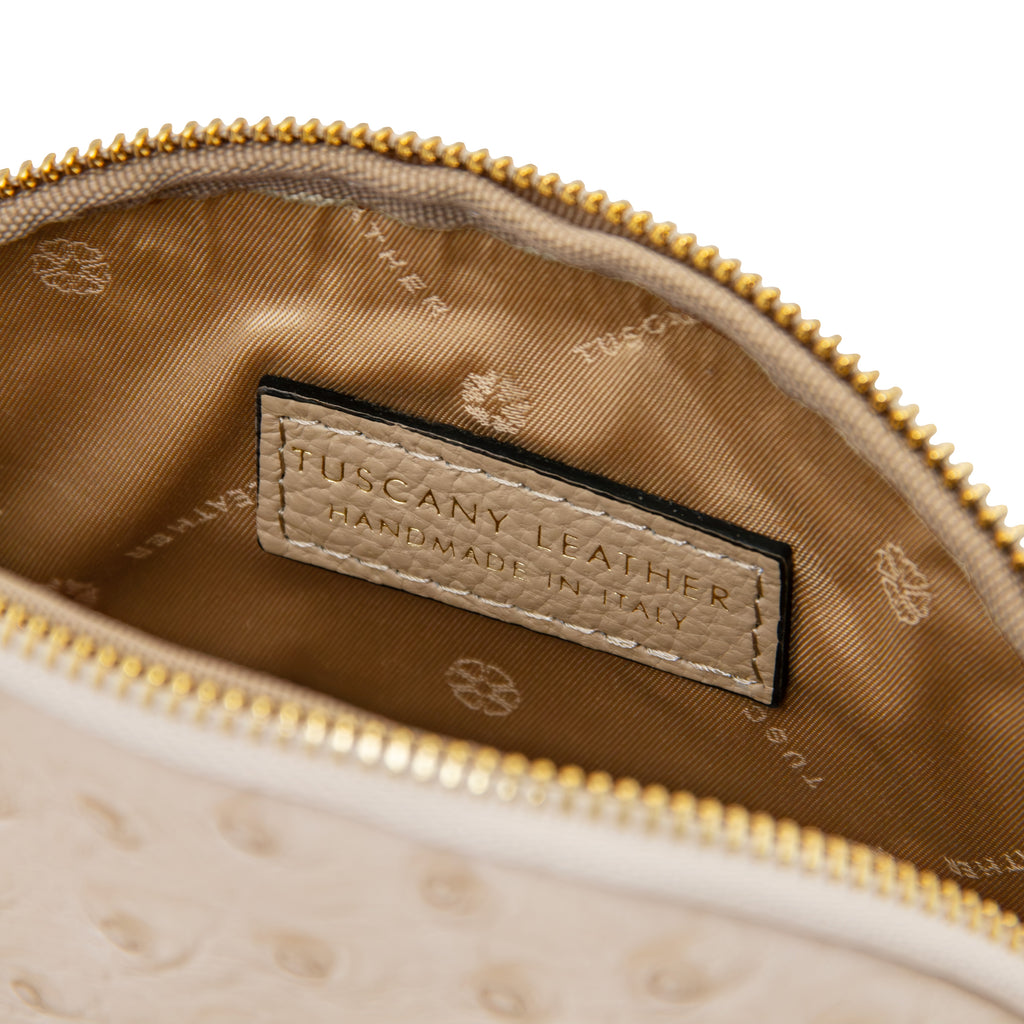 Trousse de toilette femme cuir imprimé effet autruche VERA
