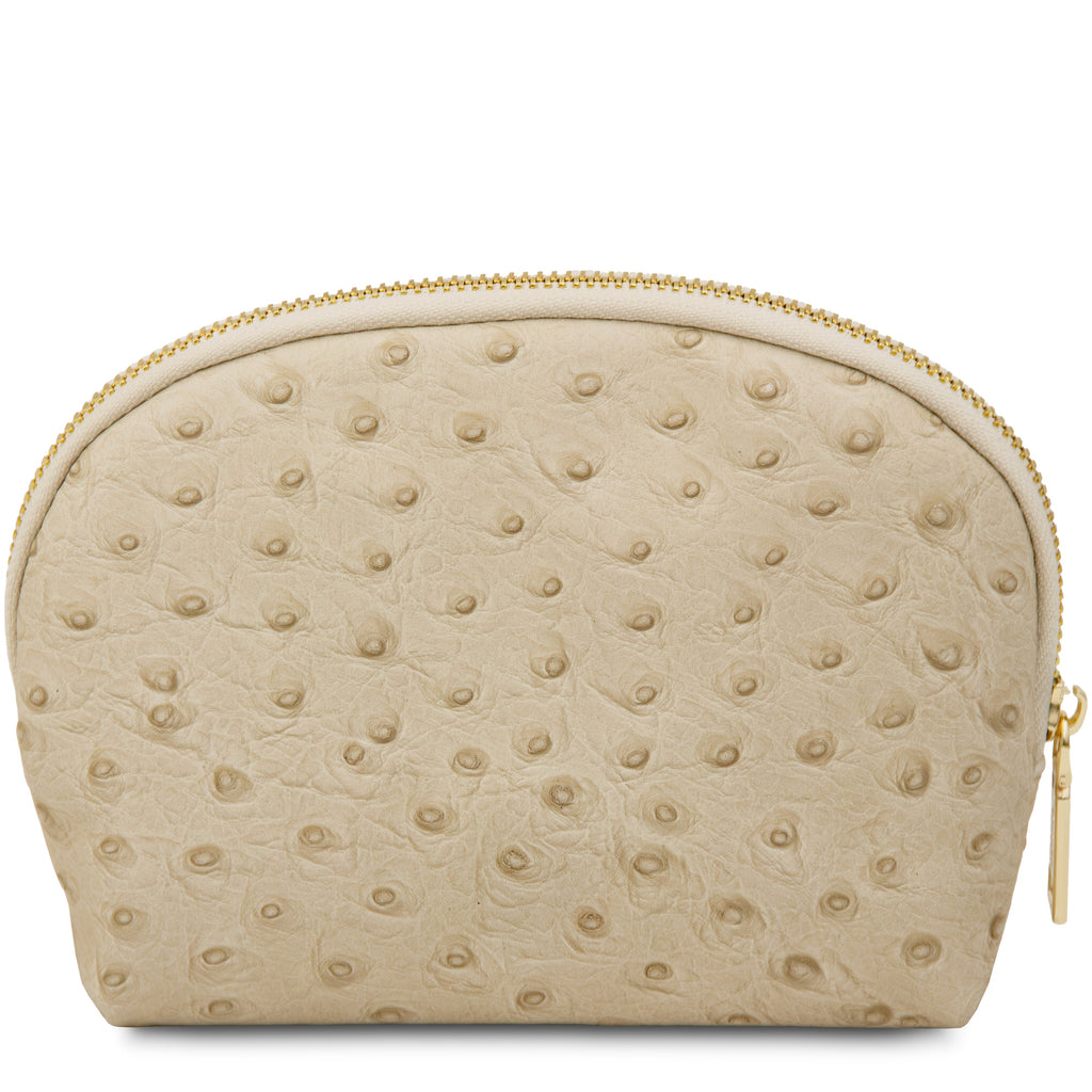 Trousse de toilette femme cuir imprimé effet autruche VERA
