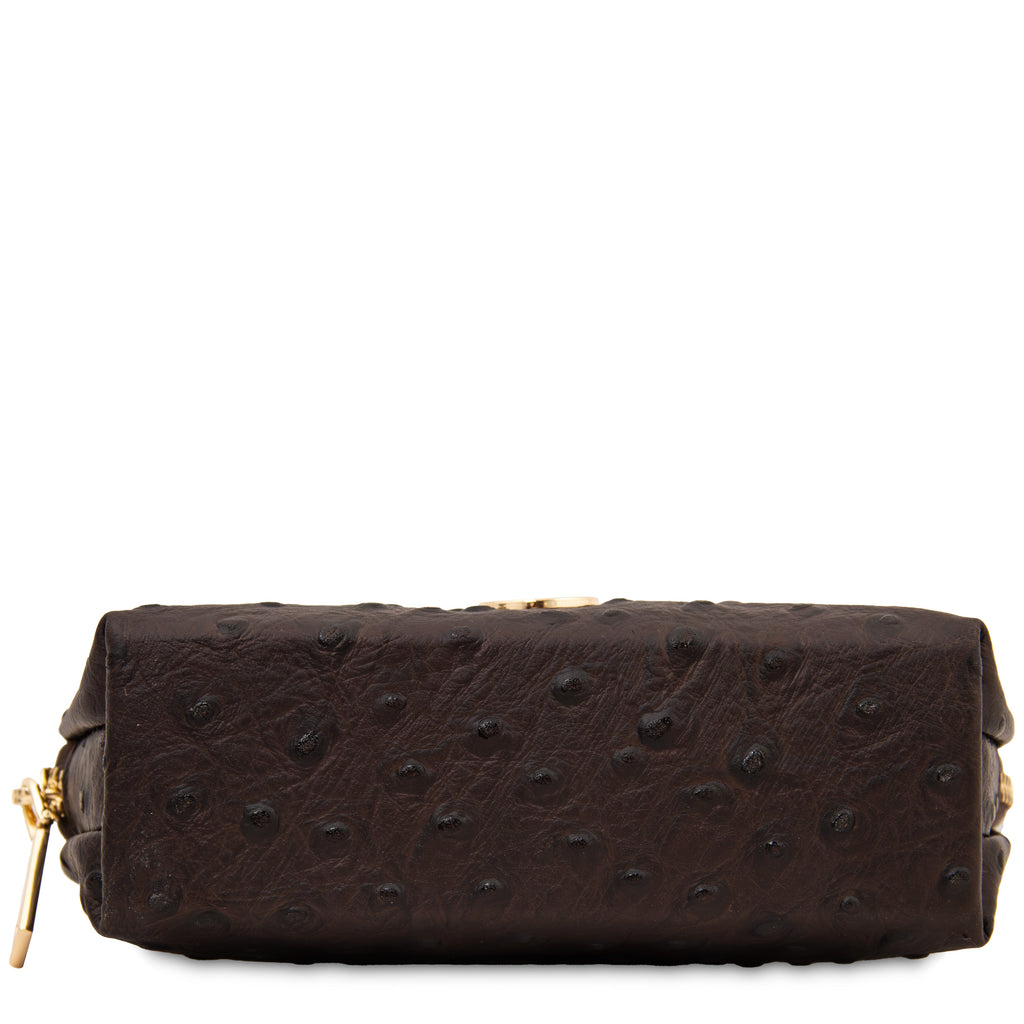 Trousse de toilette femme cuir imprimé effet autruche VERA