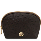 Trousse de toilette femme cuir imprimé effet autruche VERA