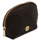Trousse de toilette femme cuir imprimé effet autruche VERA