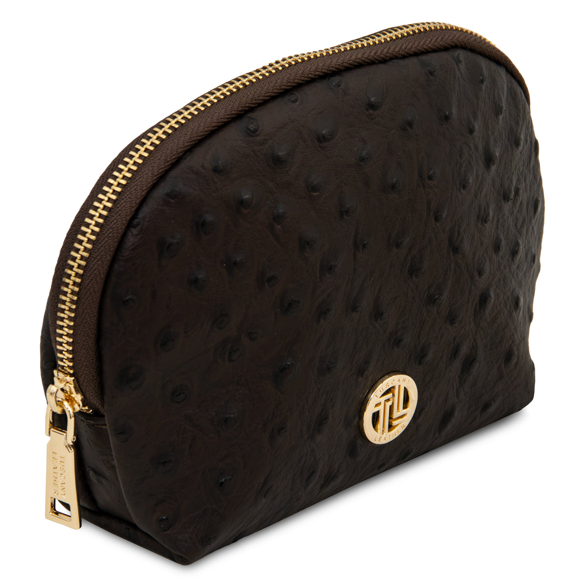 Trousse de toilette femme cuir imprimé effet autruche VERA