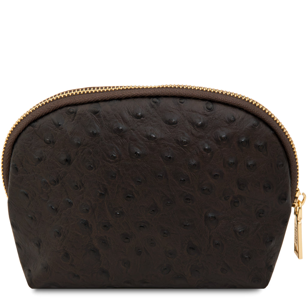 Trousse de toilette femme cuir imprimé effet autruche VERA