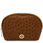 Trousse de toilette femme cuir imprimé effet autruche VERA