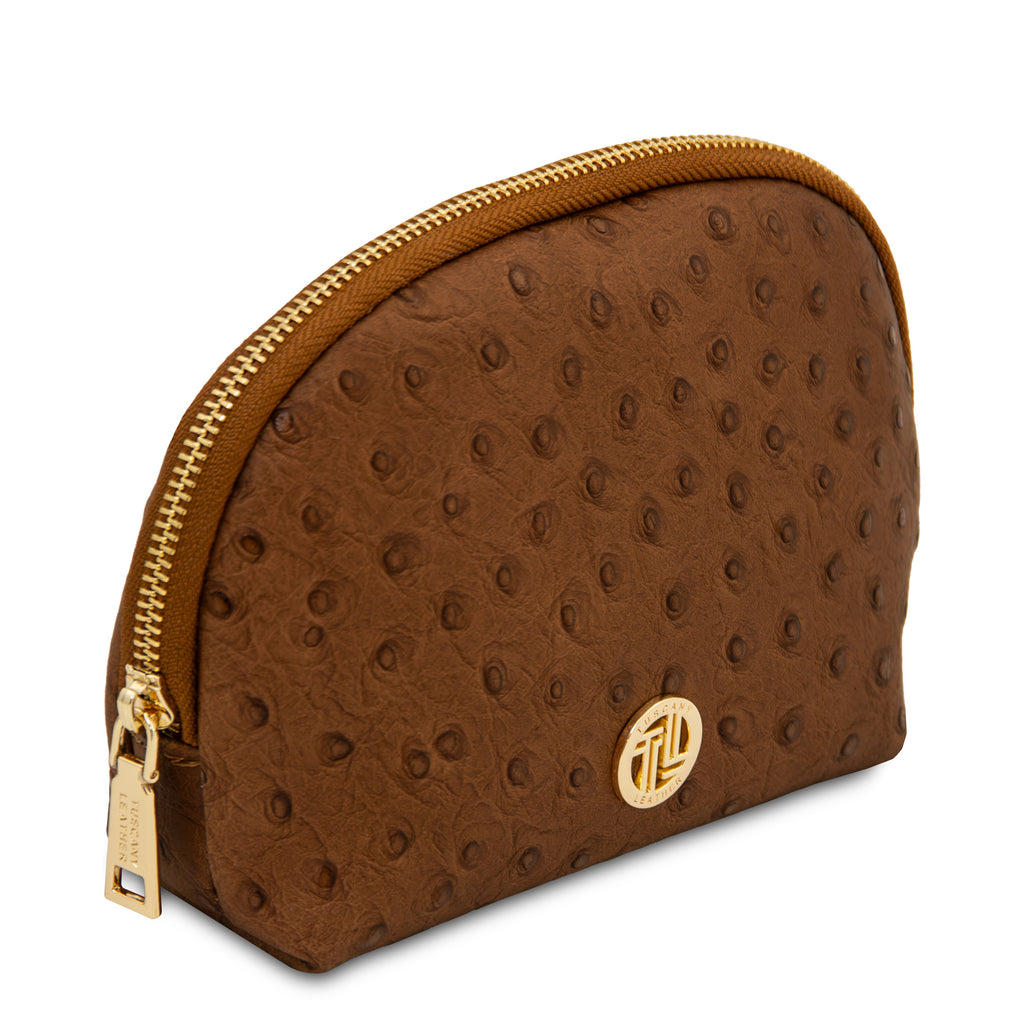 Trousse de toilette femme cuir imprimé effet autruche VERA