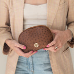 Trousse de toilette femme cuir imprimé effet autruche VERA