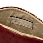 Trousse de toilette femme cuir imprimé effet autruche VERA