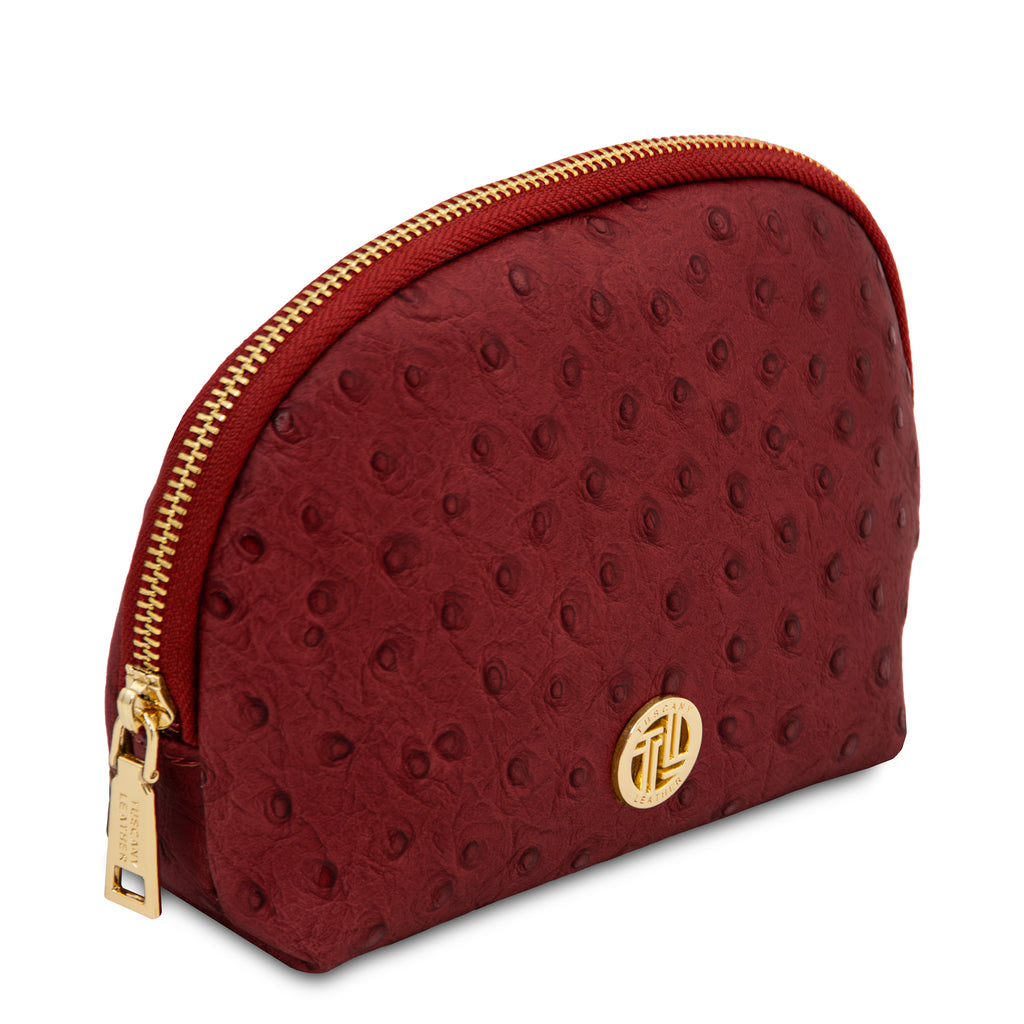 Trousse de toilette femme cuir imprimé effet autruche VERA