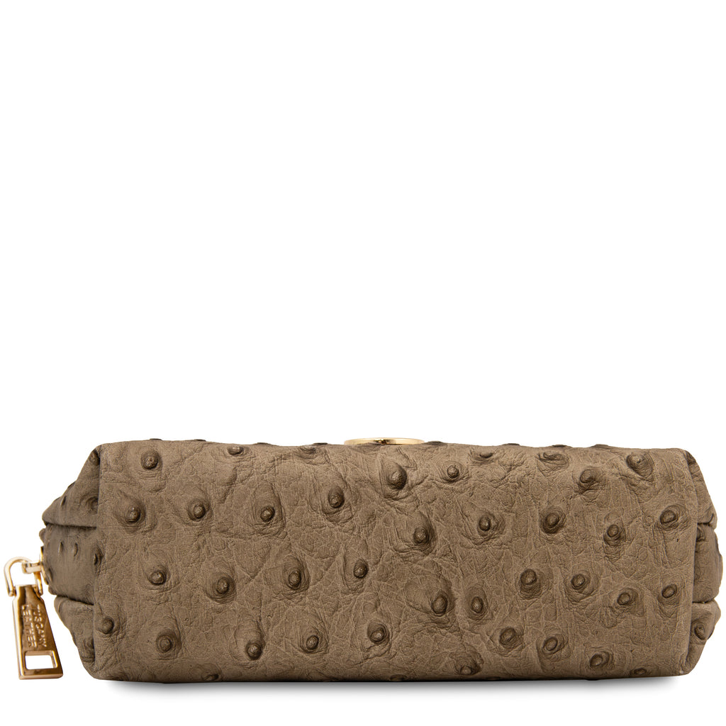 Trousse de toilette femme cuir imprimé effet autruche VERA
