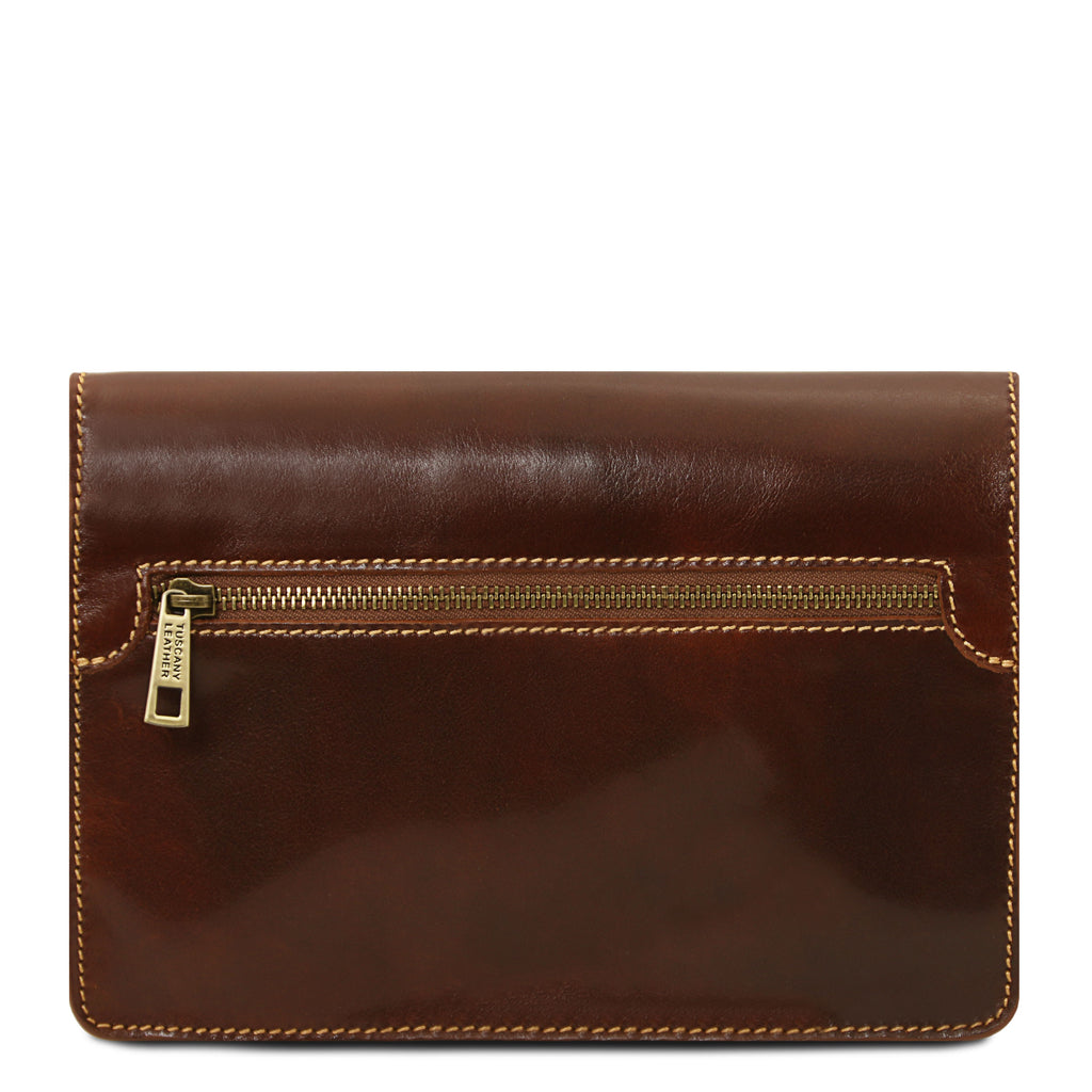 Pochette homme cuir pleine fleur 2 compartiments dragonne MAX