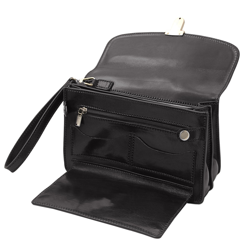 Pochette homme cuir pleine fleur 2 compartiments dragonne MAX