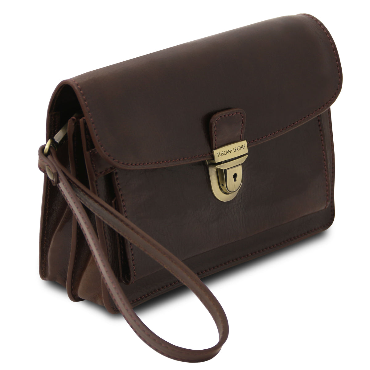 Pochette homme cuir pleine fleur 2 compartiments dragonne MAX