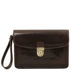 Pochette homme cuir pleine fleur 2 compartiments dragonne MAX