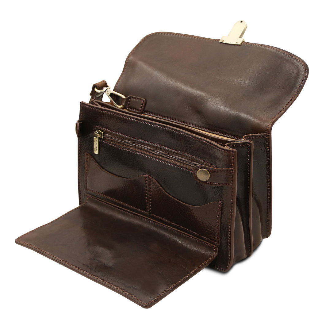 Pochette homme cuir pleine fleur 2 compartiments dragonne MAX