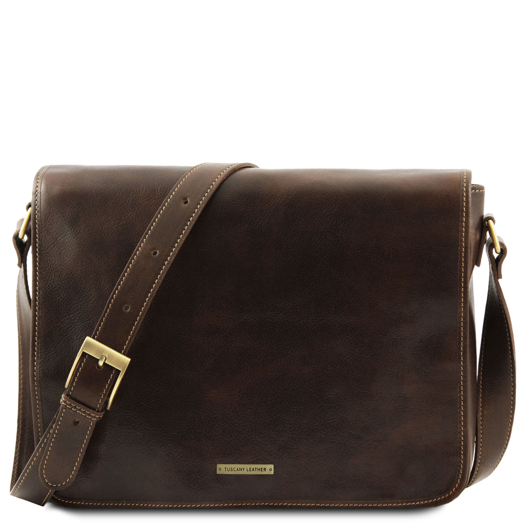 Besace homme MESSENGER DOUBLE cuir PC 15,6 pouces