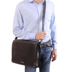 Besace homme MESSENGER DOUBLE cuir PC 15,6 pouces