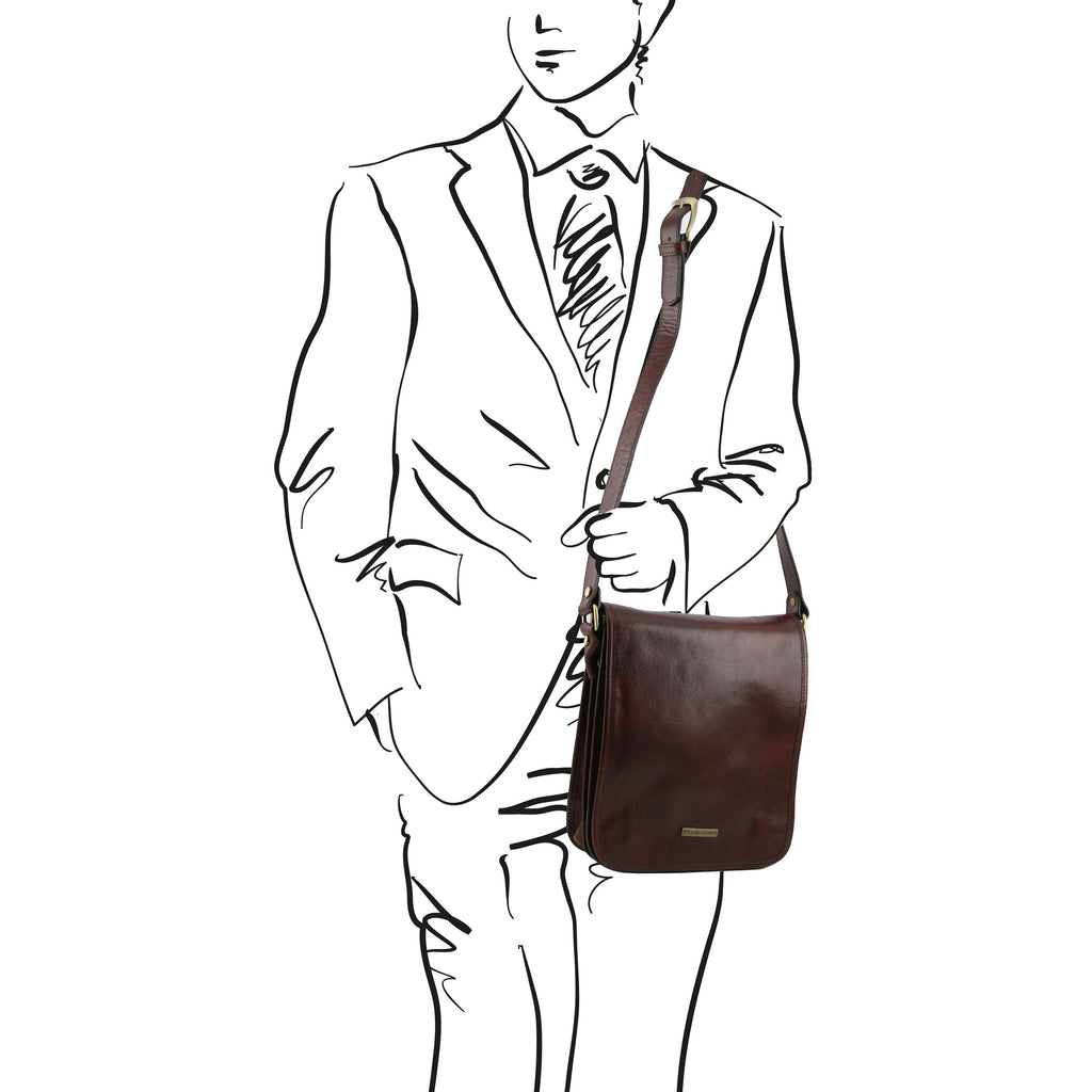 Sac bandoulière homme LORENZO cuir tablette 10 pouces