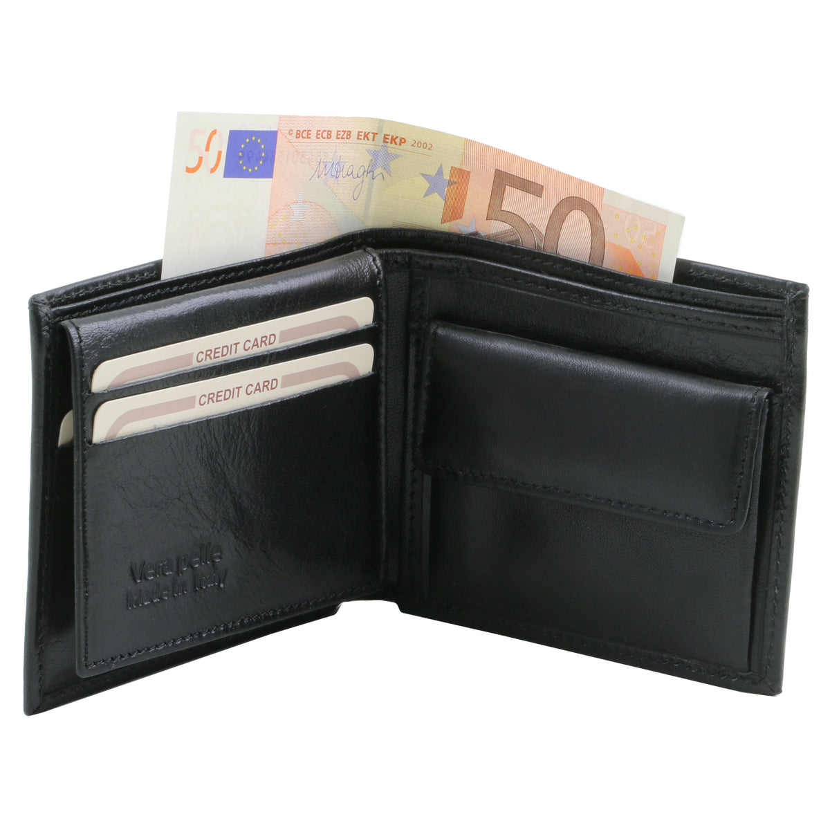 Portefeuille homme TUTTO en cuir pleine fleur 3 volets