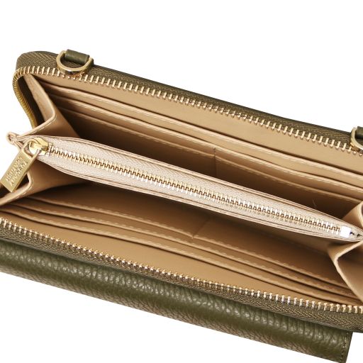 Urania - Leather wallet/phone holder with strap