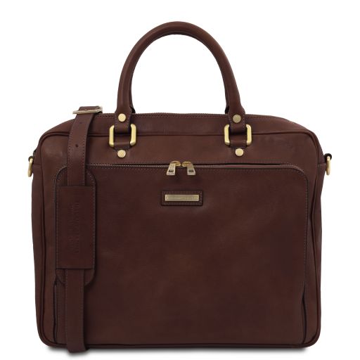 Pisa - Cartable en cuir porte ordinateur avec poche frontale