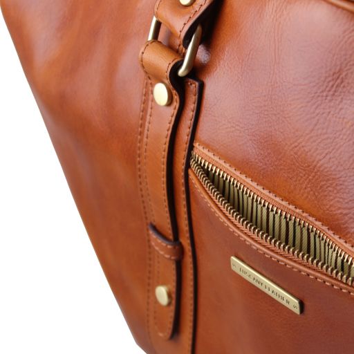 TL Voyager - Sac de voyage en cuir avec poche frontale
