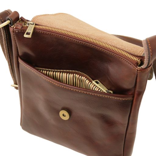 John - Leather crossbody bag for men with front zip