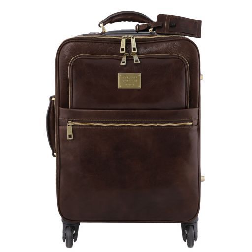 TL Voyager - Valise verticale en cuir avec 4 roulettes