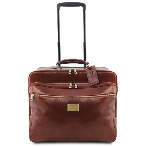 Varsavia - Leather pilot case with two wheels