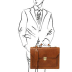 Cremona - Cartable en cuir avec 3 compartiments